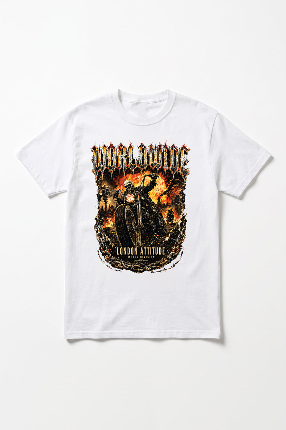 Worldwide Skull Biker Oversized Heavyweight Graphic T-Shirt