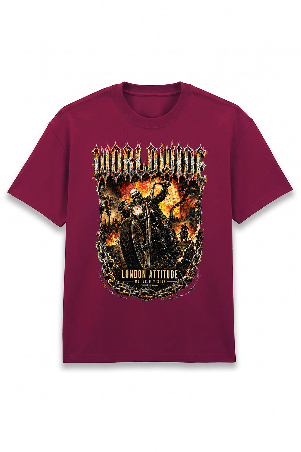 Worldwide Skull Biker Oversized Heavyweight Graphic T-Shirt