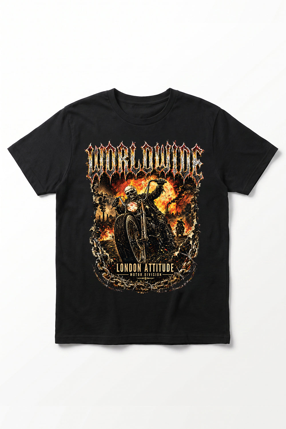 Worldwide Skull Biker Oversized Heavyweight Graphic T-Shirt