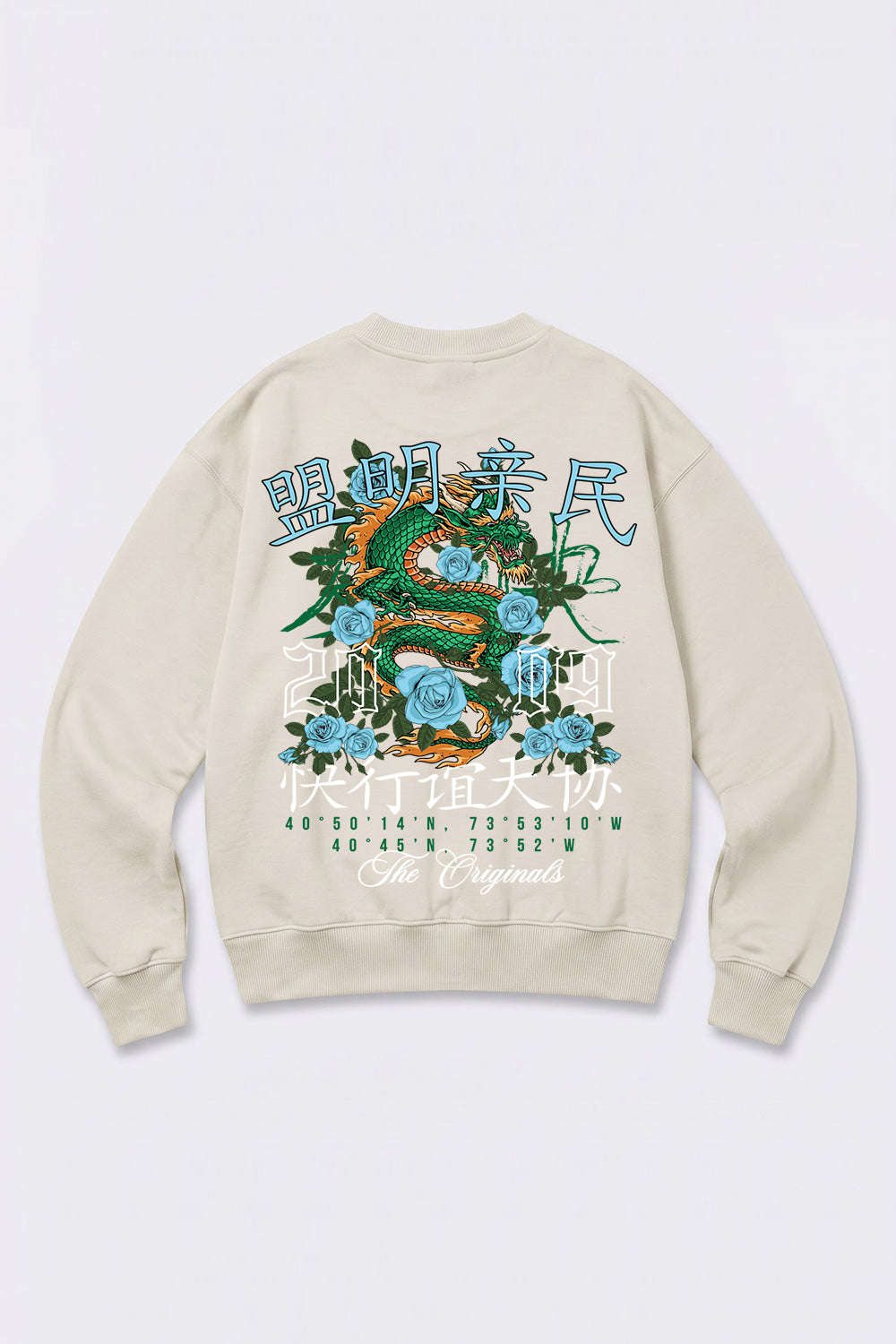 Oversized Dragon Graphic Back Print Sweatshirt