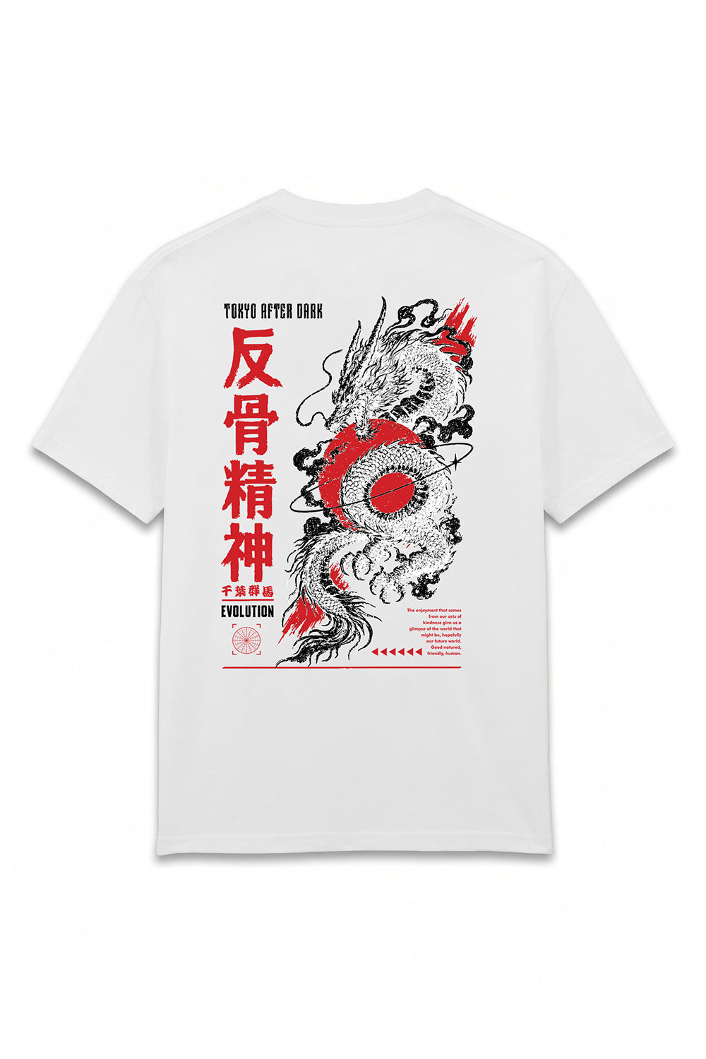 Tokyo After Dark Dragon Oversized Heavyweight Graphic T-Shirt in White