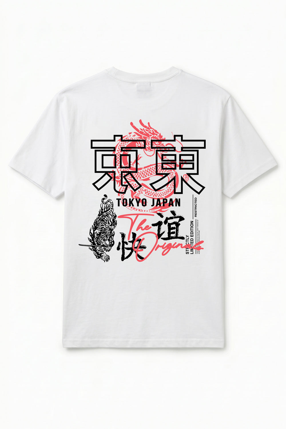 Tokyo Dragon Oversized Heavyweight Graphic T-Shirt in White