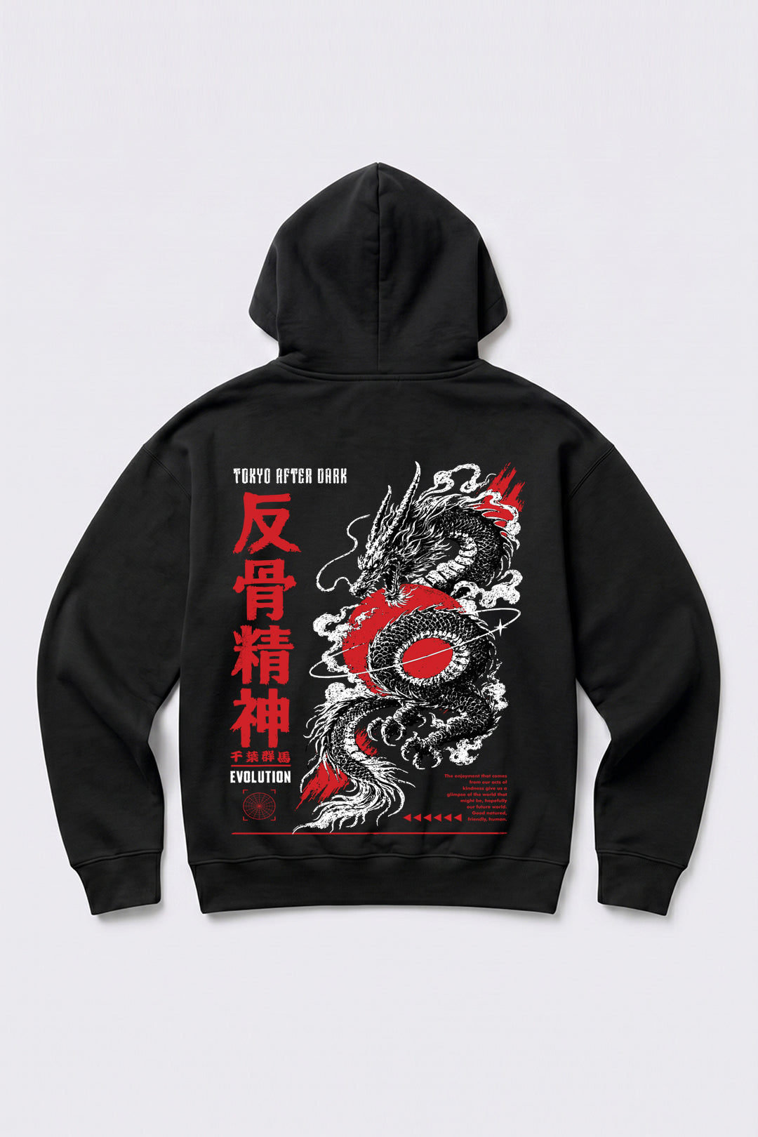 Relaxed Fit Tokyo After Dark Graphic Hoodie in Black