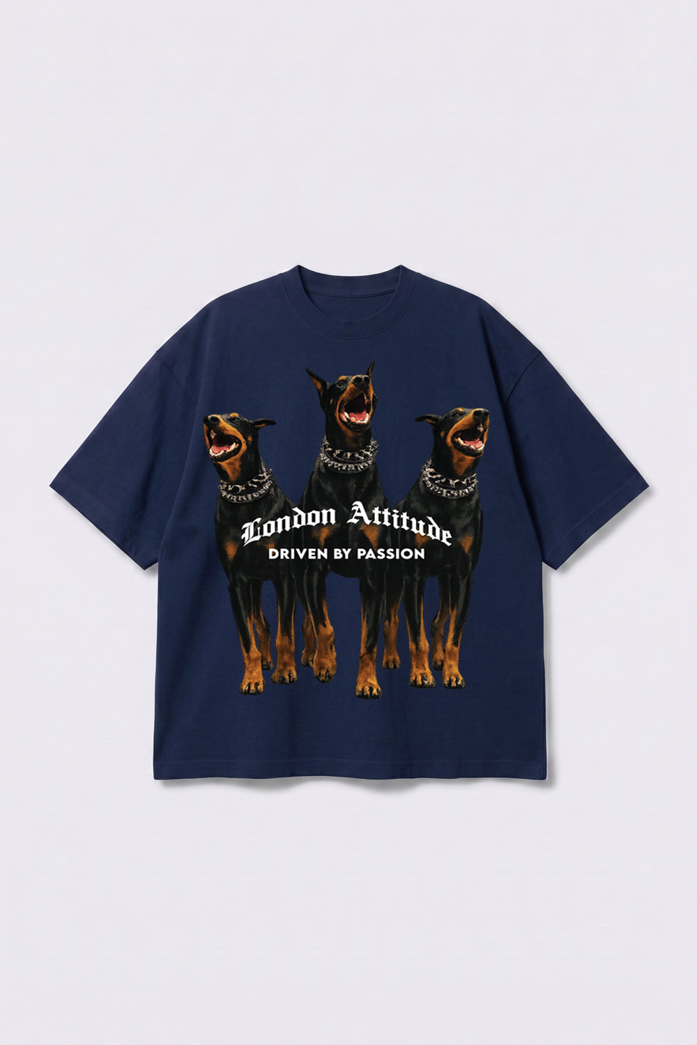 Doberman Oversized Heavyweight T-Shirt in Navy Blue