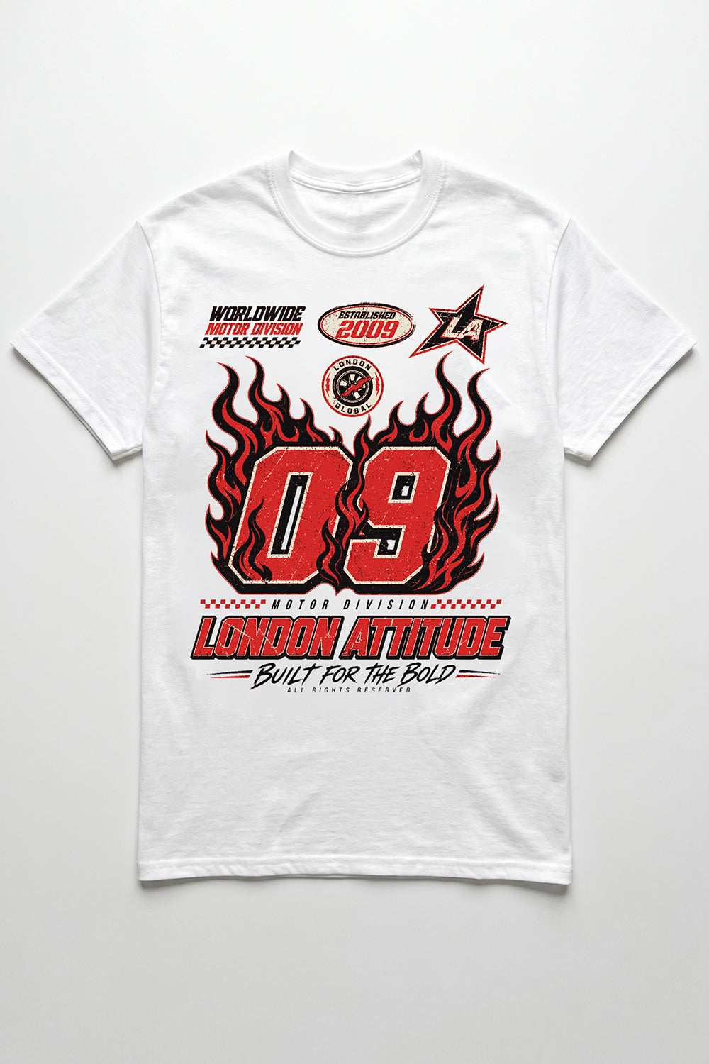 Racing Oversized Heavyweight Graphic T-Shirt in White