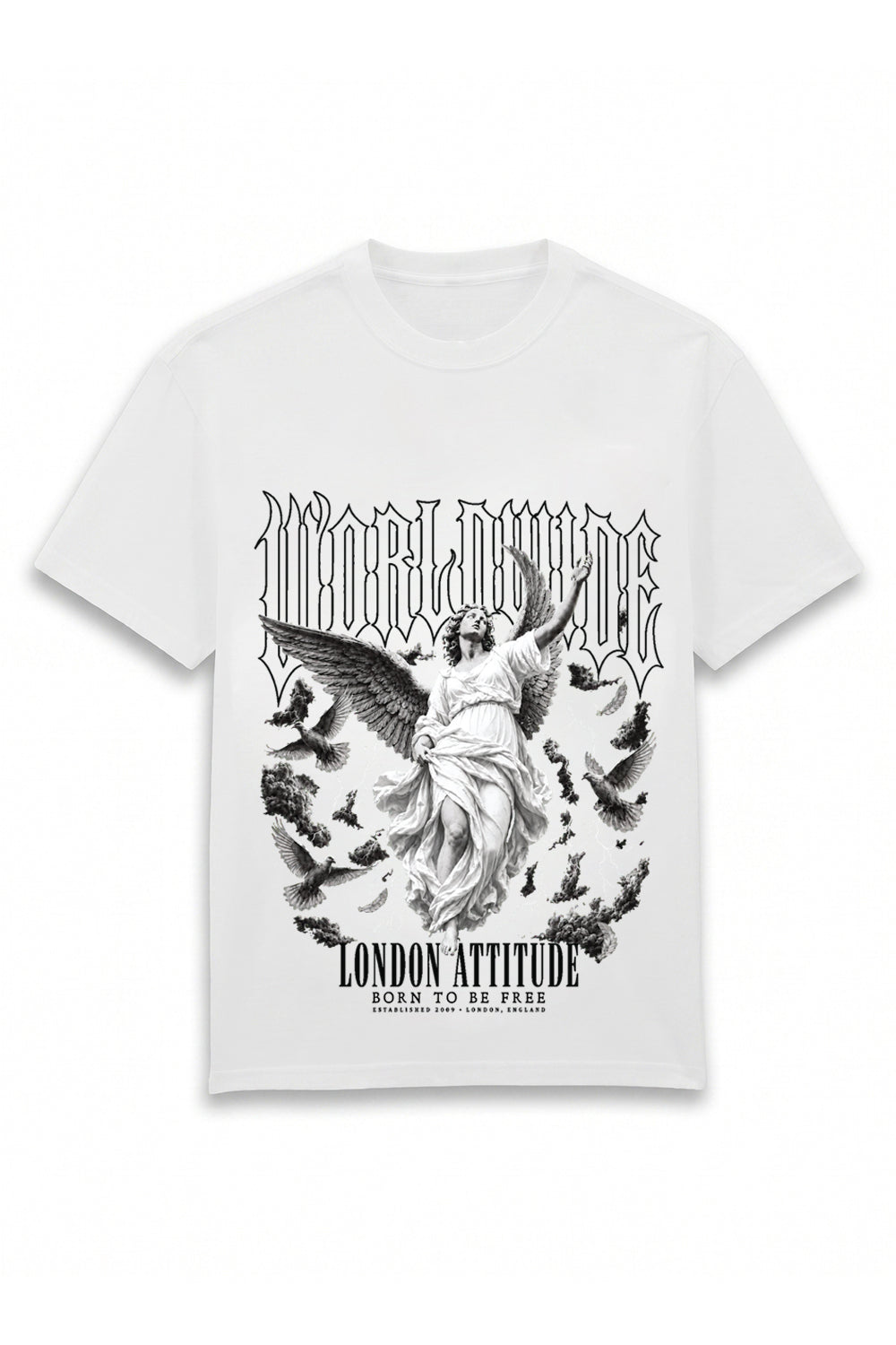 Worldwide Angel Oversized Heavyweight Graphic T-Shirt in White