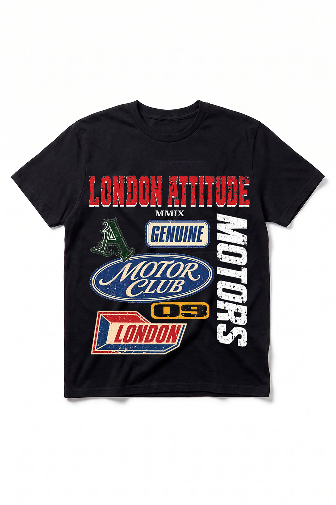 Oversized Heavyweight Vintage Racing T-Shirt in Black