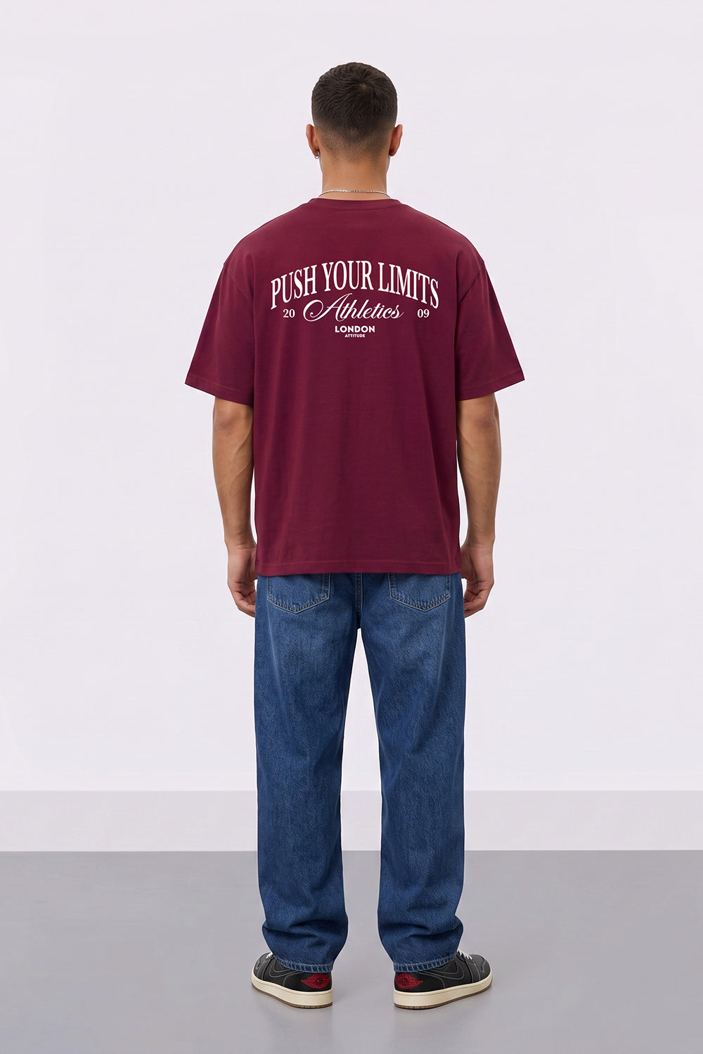 Push Your Limits Oversized Heavyweight T-Shirt in White Print
