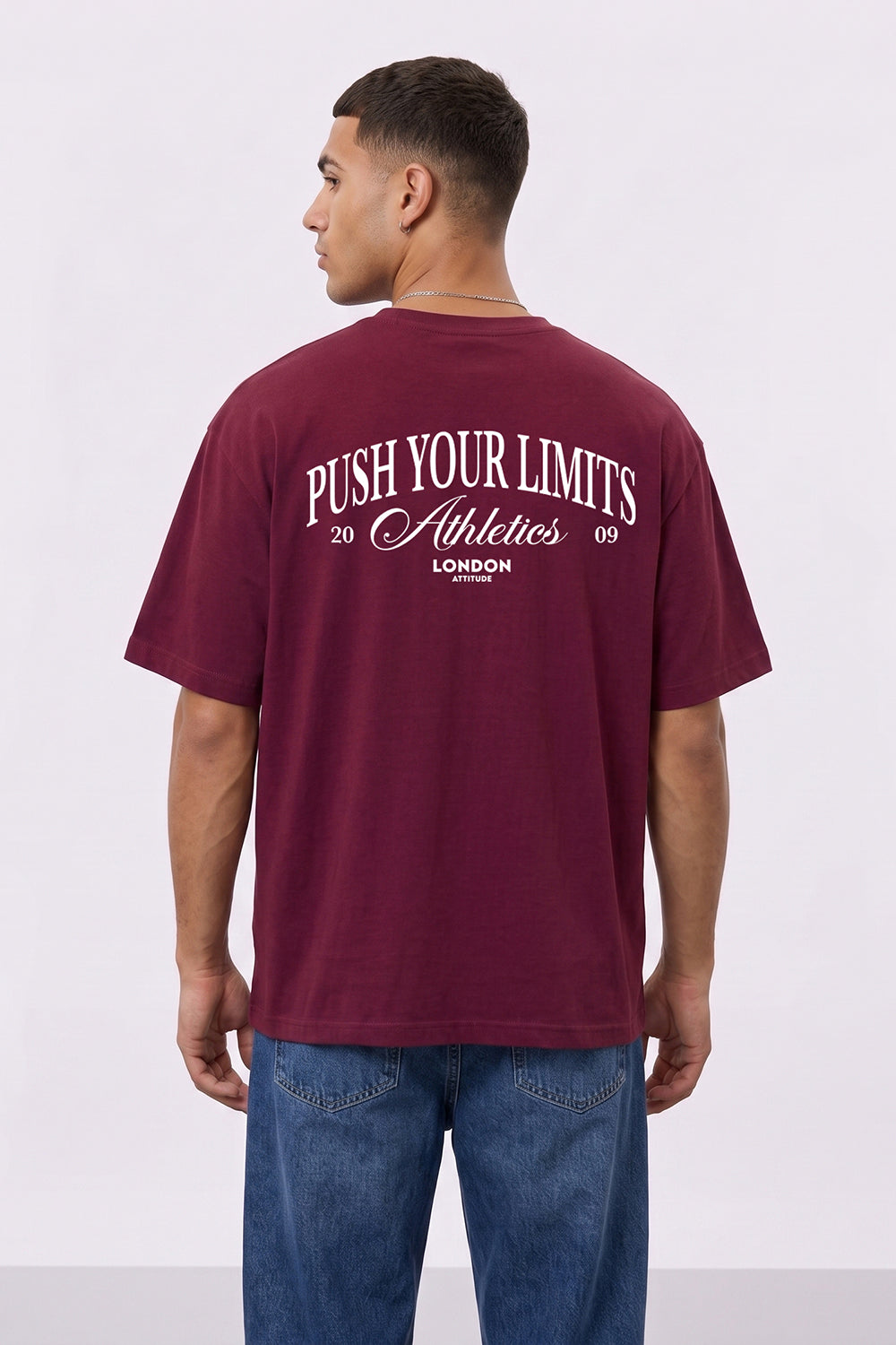 Push Your Limits Oversized Heavyweight T-Shirt in White Print