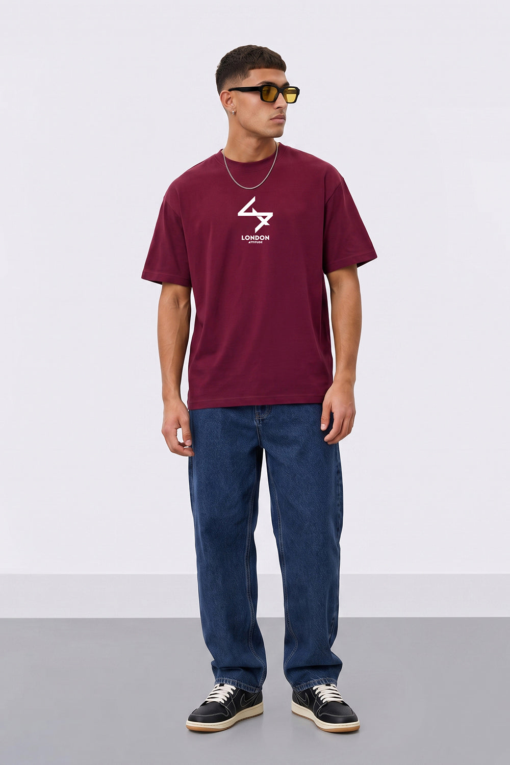 Push Your Limits Oversized Heavyweight T-Shirt in White Print