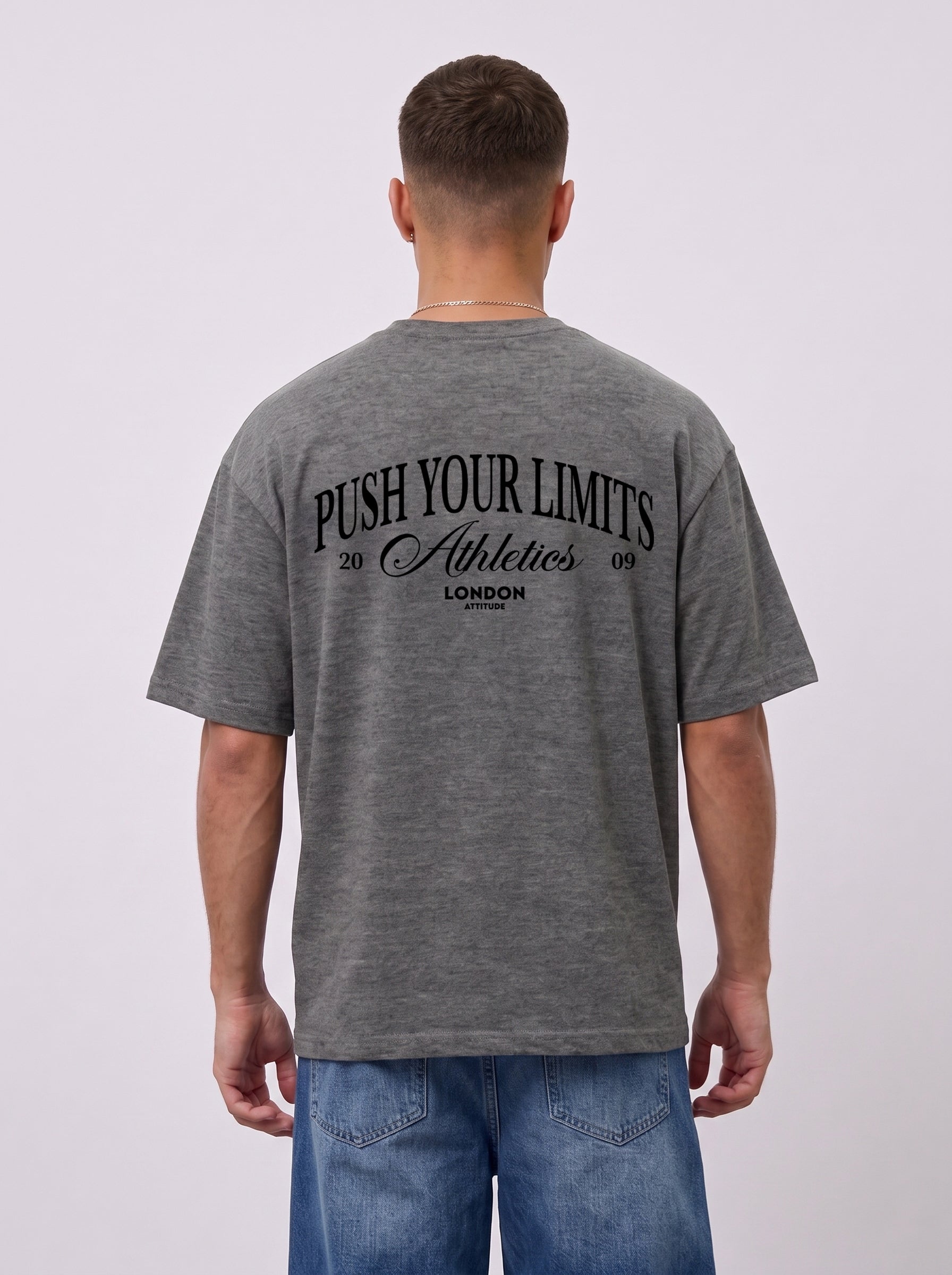 Push Your Limits Oversized Heavyweight T-Shirt in Black Print