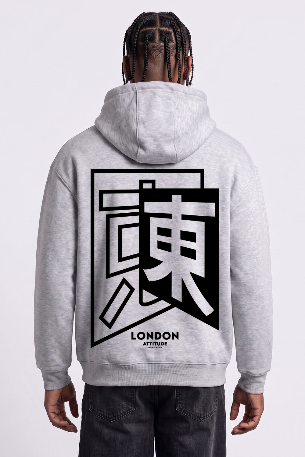 Relaxed Fit  Japanese Inspired  Hoodie in Heather Grey