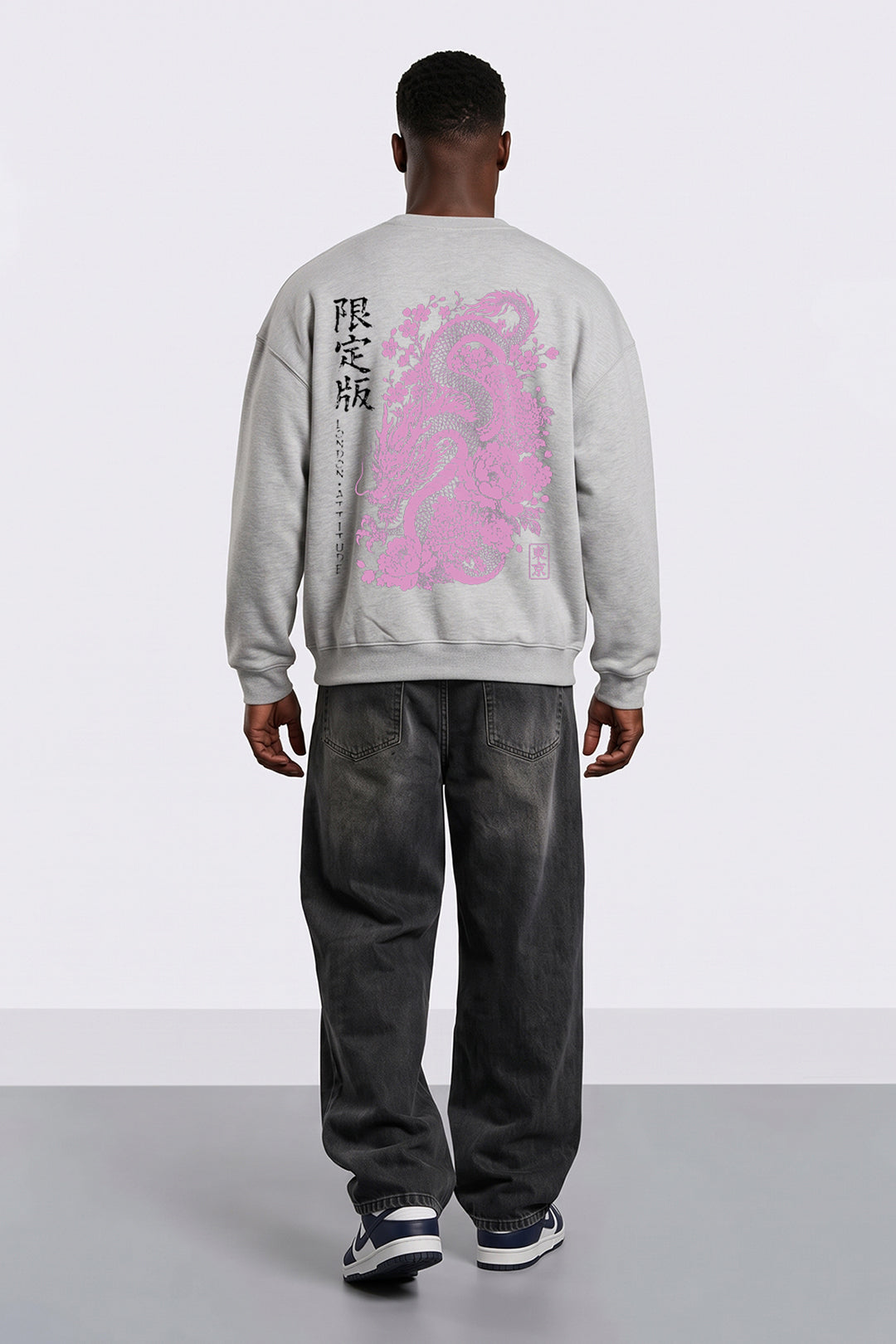 Oversized Heavyweight Japanese Dragon & Floral Graphic Sweatshirt