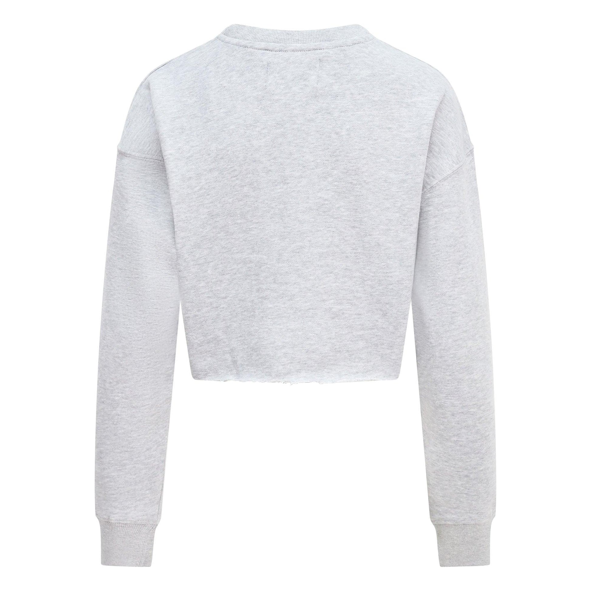 Women's Relaxed Fit  Logo Printed Cropped Sweatshirt Grey - London Attitude