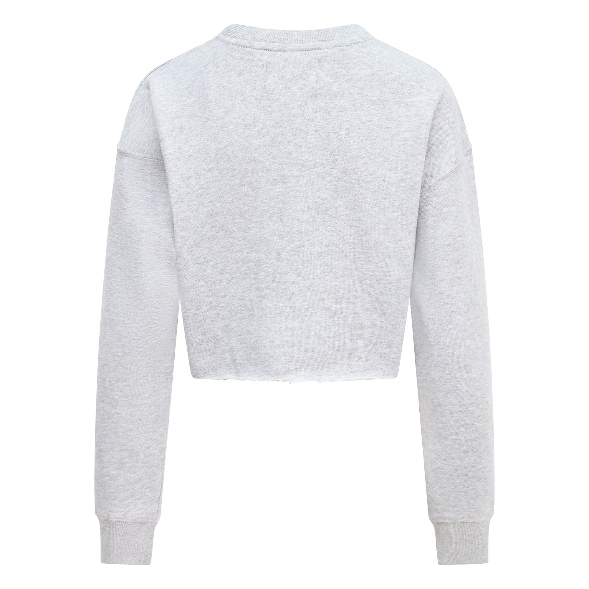 Women's Relaxed Fit  Logo Printed Cropped Sweatshirt Grey - London Attitude