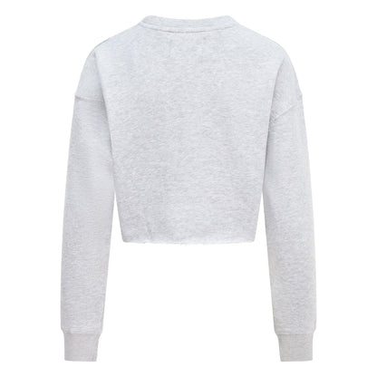 Women's Relaxed Fit  Logo Printed Cropped Sweatshirt Grey - London Attitude
