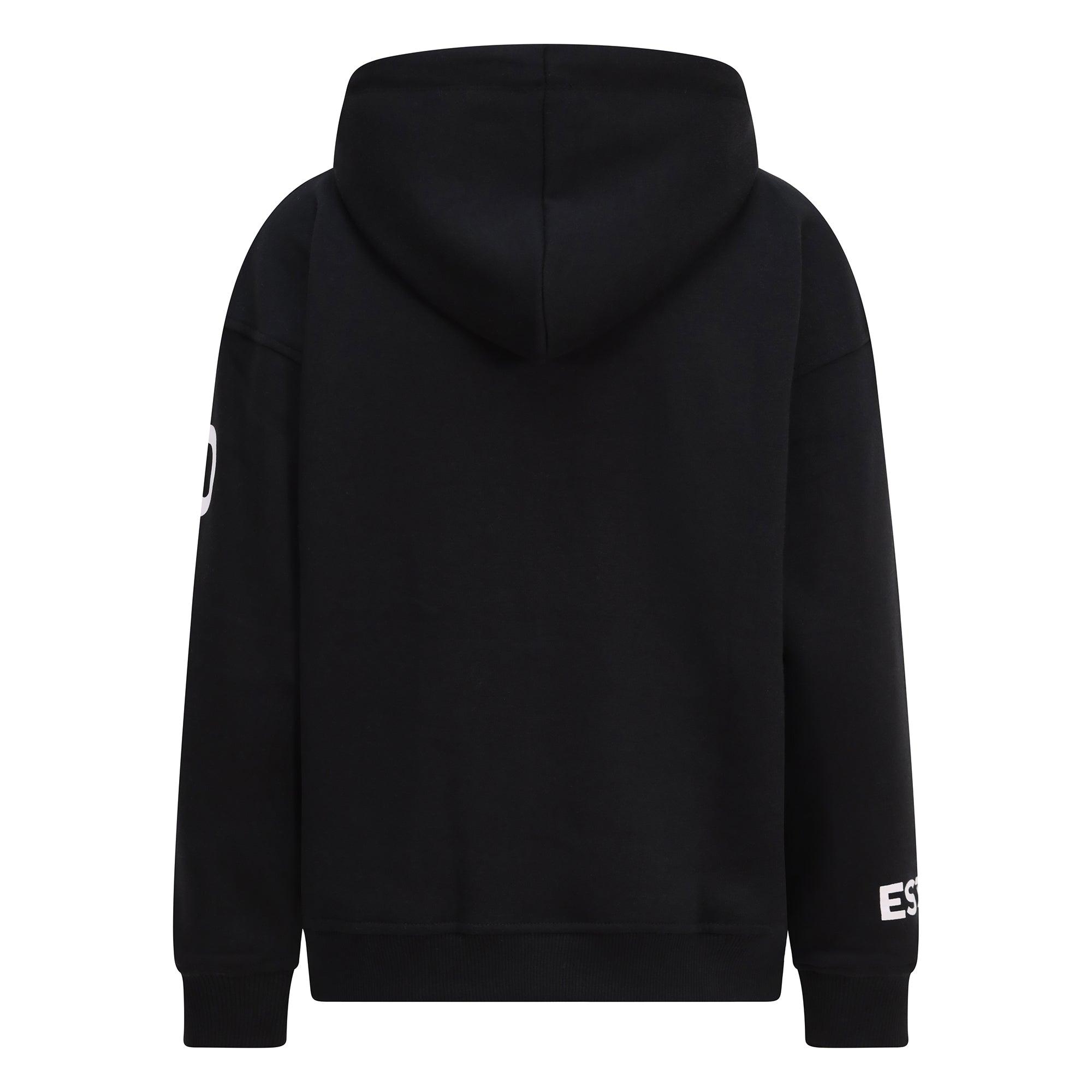 Women's Relaxed Fit Printed Hoodie Black - London Attitude