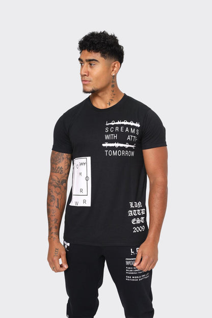 London Attitude 'London Screams with Attitude Tomorrow' Graphic T-Shirt in Black - London Attitude