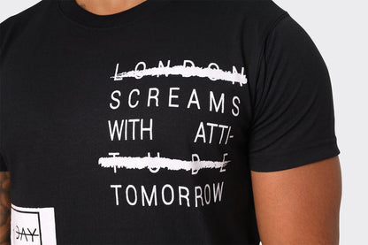 London Attitude 'London Screams with Attitude Tomorrow' Graphic T-Shirt in Black - London Attitude