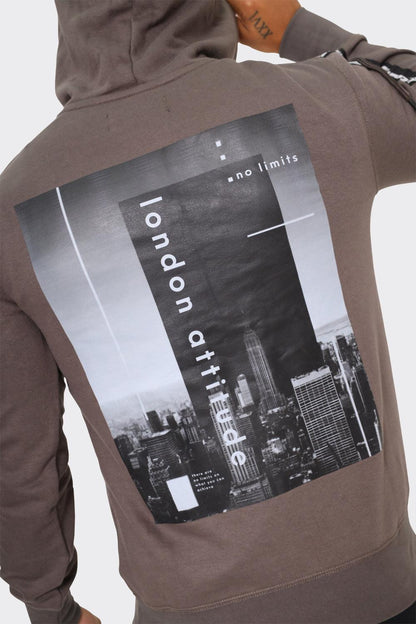 Men's Cityscape Hoodie with Taped Sleeve - London Attitude