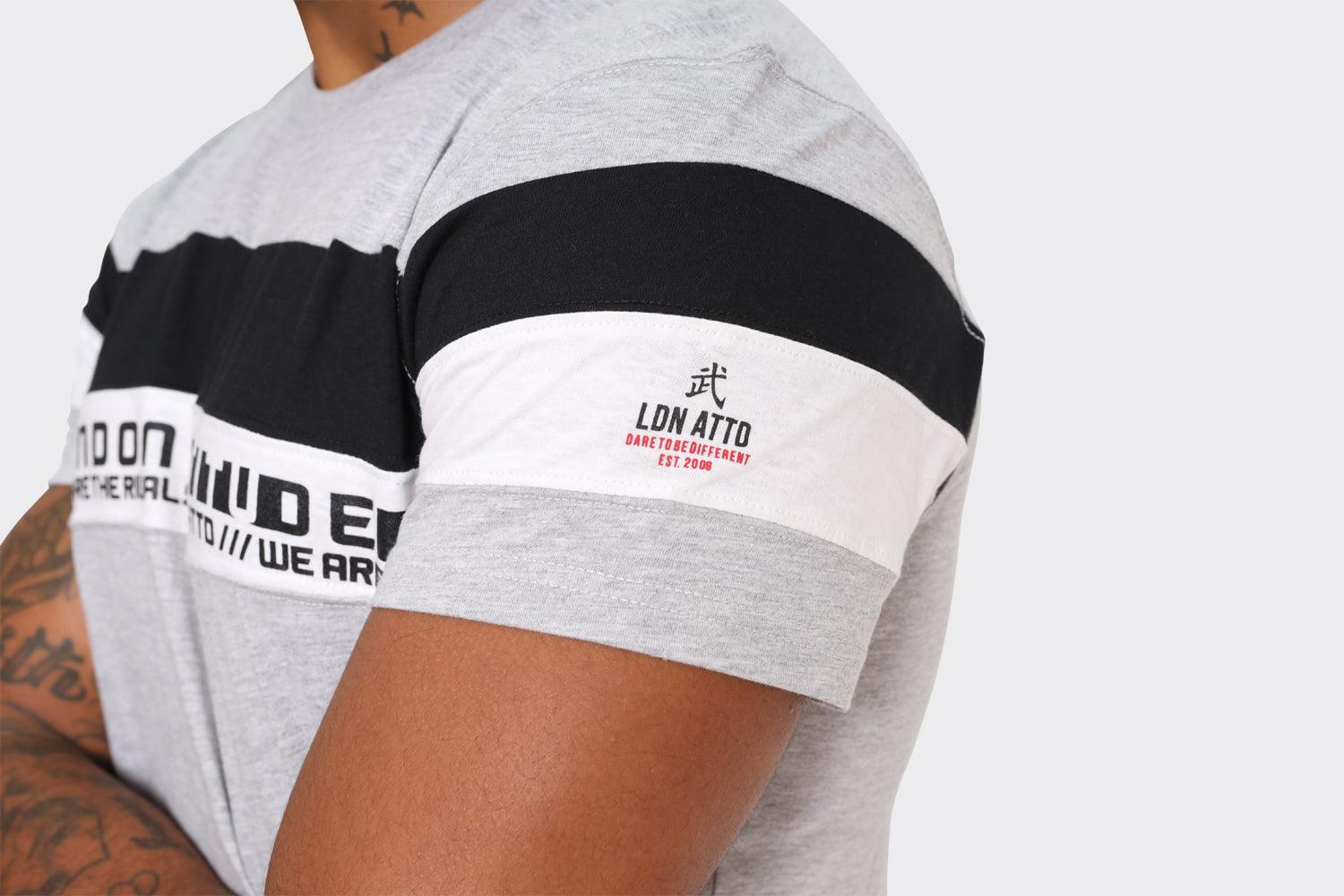 Men's Grey London Attitude T-Shirt with Stripe Graphic - London Attitude
