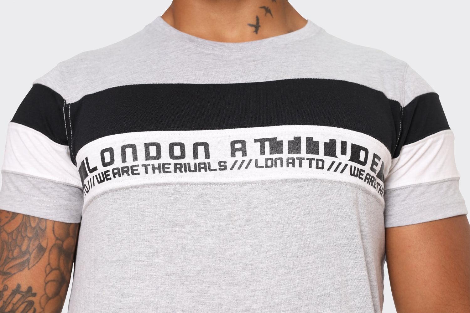 Men's Grey London Attitude T-Shirt with Stripe Graphic - London Attitude