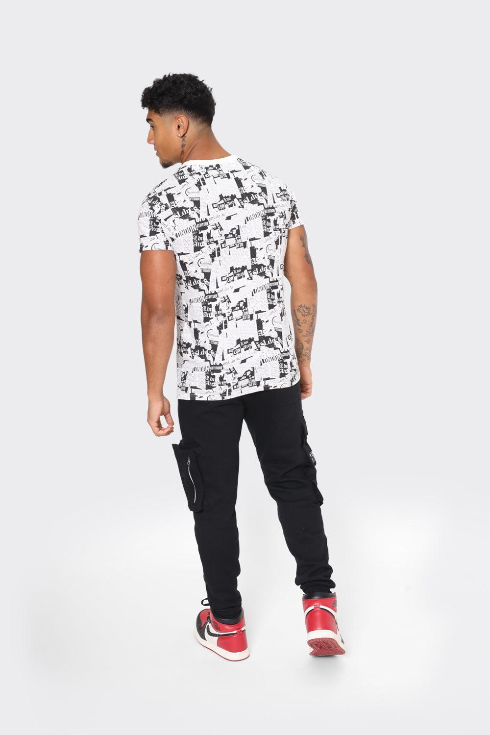 Men’s Black and White Graphic Print T-Shirt – London Attitude - London Attitude