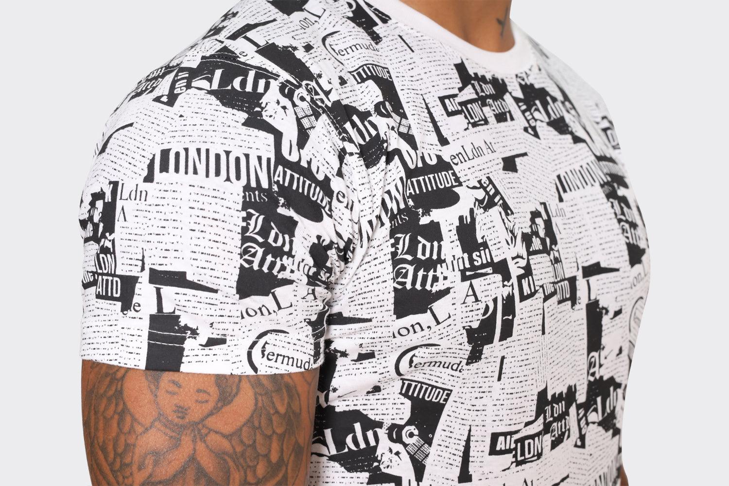 Men’s Black and White Graphic Print T-Shirt – London Attitude - London Attitude