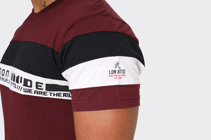 Men's Burgundy London Attitude T-Shirt with Stripe Graphic - London Attitude