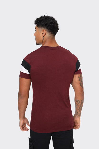 Men's Burgundy London Attitude T-Shirt with Stripe Graphic - London Attitude
