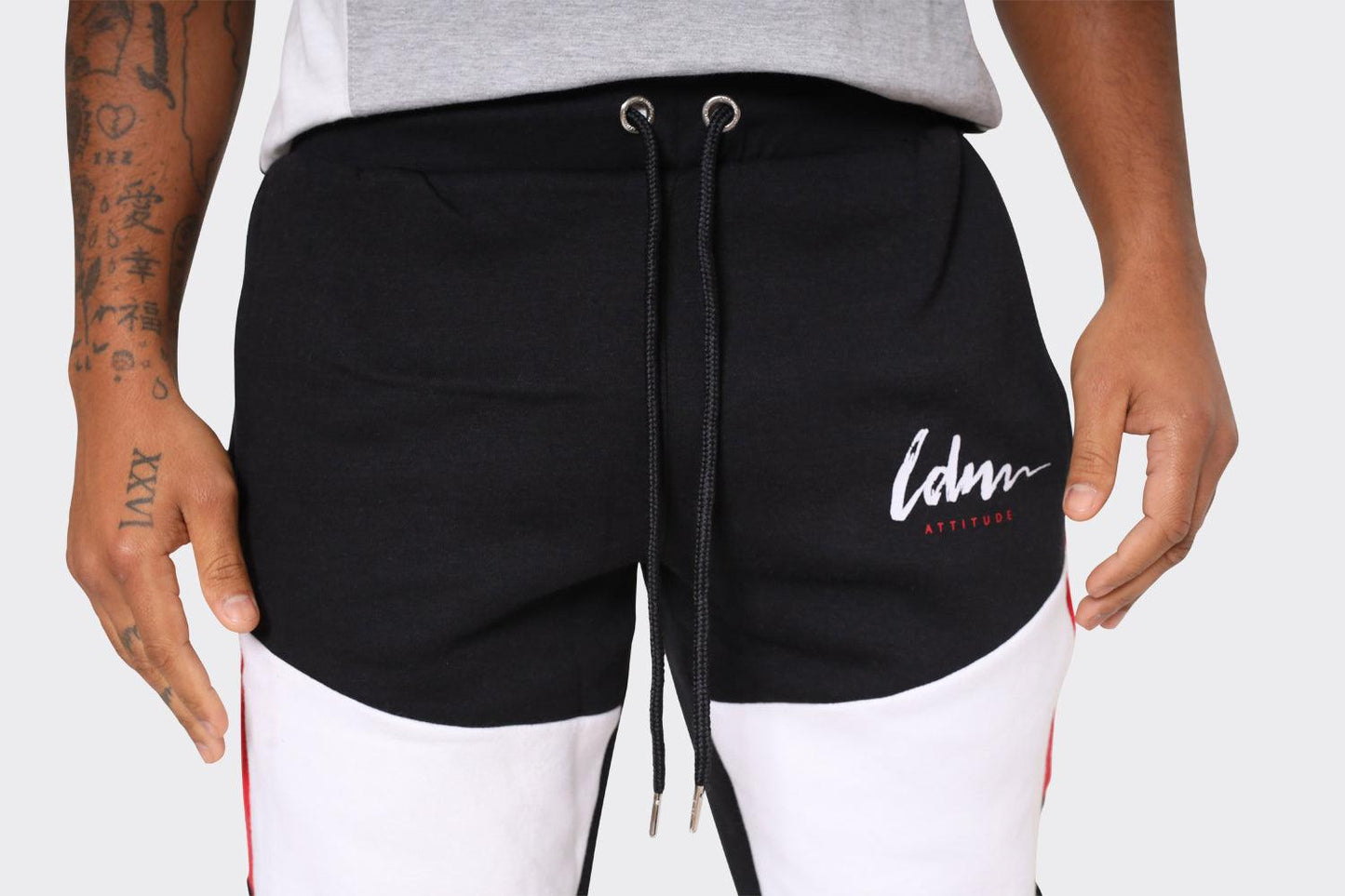 Men's Colour Block Joggers in Red, Grey & Black - London Attitude