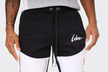 Men's Colour Block Joggers in Red, Grey & Black - London Attitude