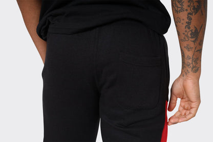 Men's Colour Block Joggers in Red, Grey & Black - London Attitude
