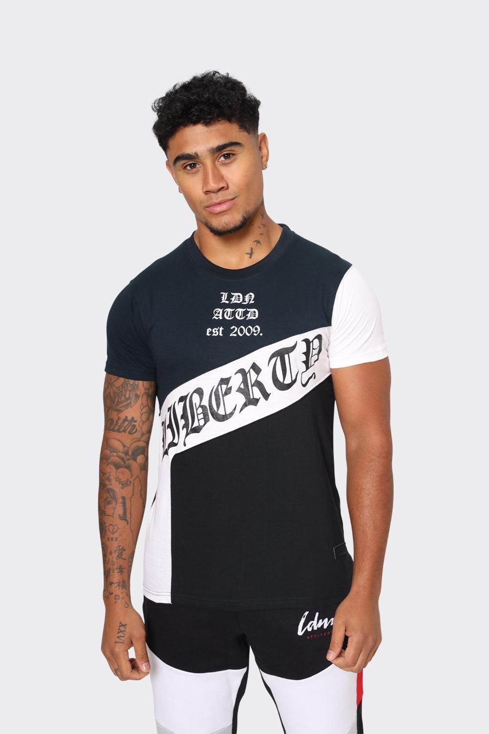 Men's Liberty Graphic T-Shirt by London Attitude -Dark Blue, Black & White - London Attitude