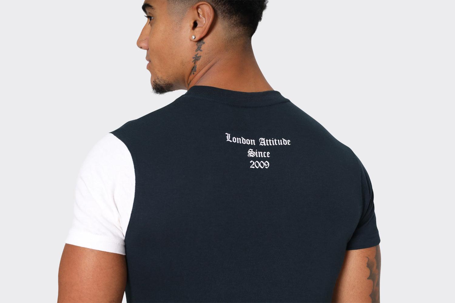 Men's Liberty Graphic T-Shirt by London Attitude -Dark Blue, Black & White - London Attitude