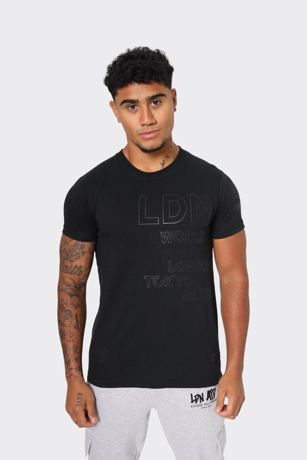 LDN Attitude Embossed Print T-Shirts in Black - London Attitude