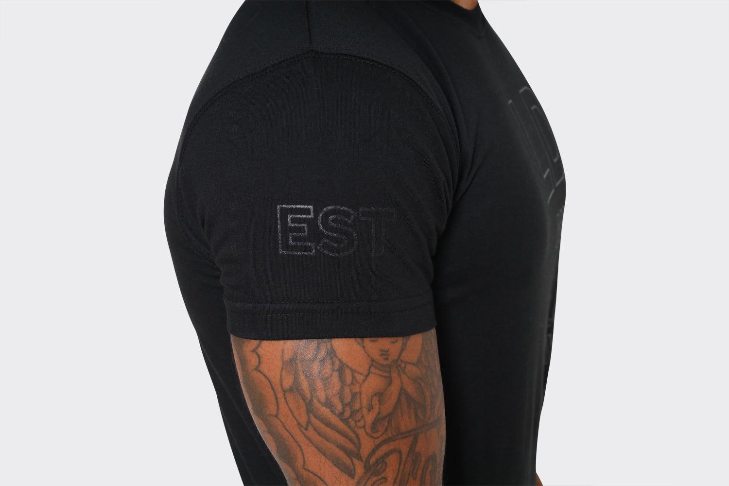LDN Attitude Embossed Print T-Shirts in Black - London Attitude