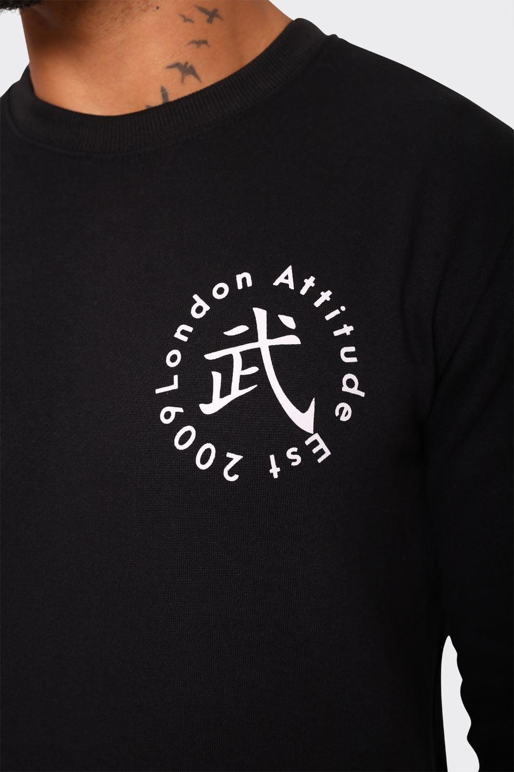 Men's Black London Attitude Crewneck Sweatshirt with Cargo Pockets - London Attitude