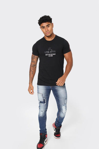 Men's LDN ATTD Black Crew Neck - "Dare to Be Different" Graphic T-Shirt - London Attitude