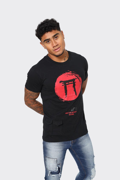 LDN ATTD Black T-Shirt with Red Torii Gate Graphic - London Attitude