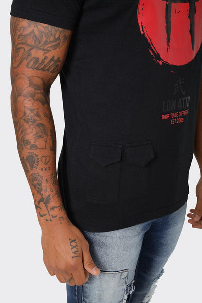 LDN ATTD Black T-Shirt with Red Torii Gate Graphic - London Attitude