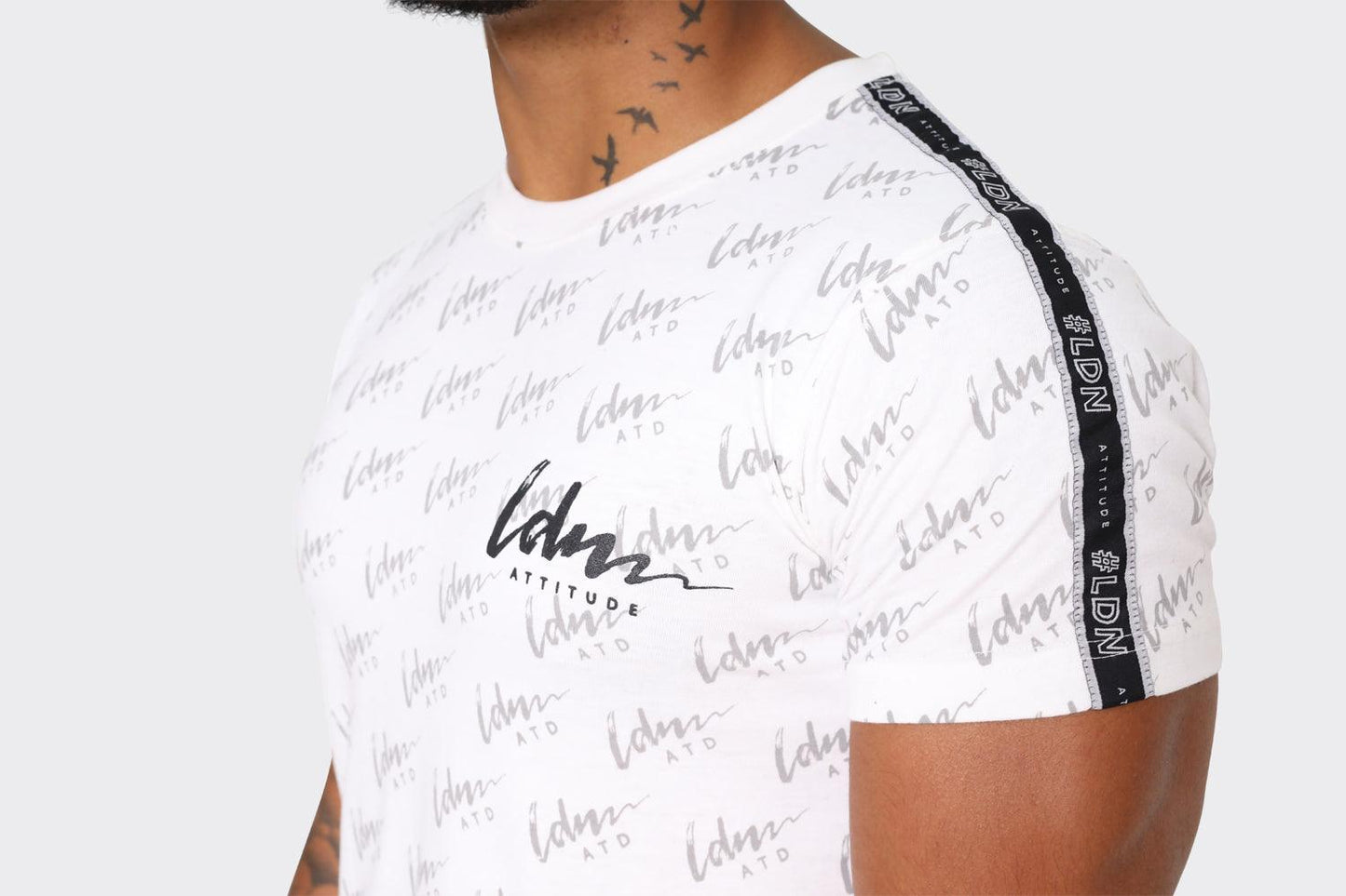 LDN ATTD White Signature All Over Print T-Shirts - London Attitude