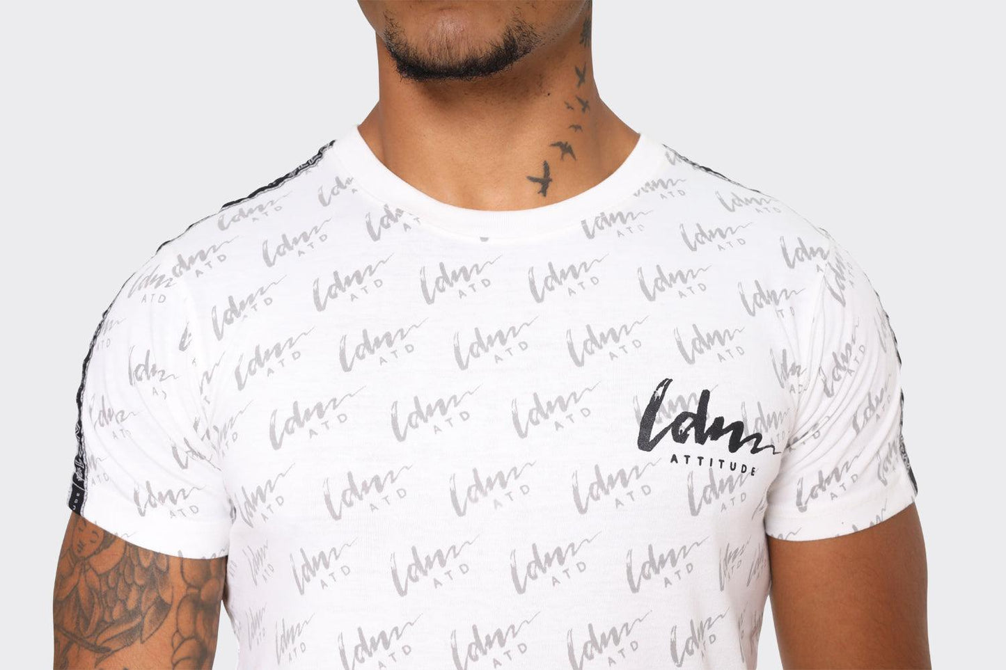 LDN ATTD White Signature All Over Print T-Shirts - London Attitude