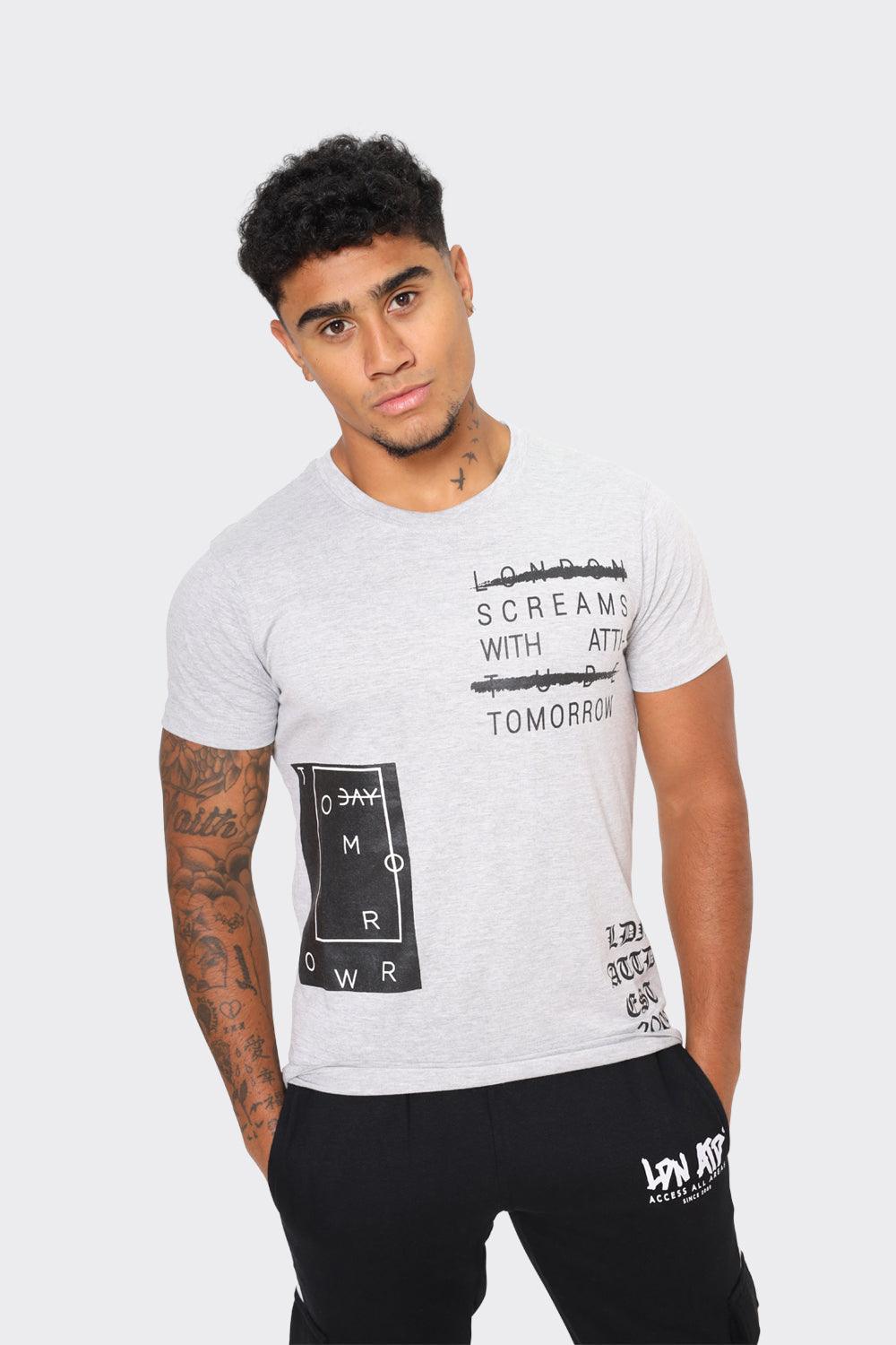 London Attitude 'London Screams with Attitude Tomorrow' Graphic T-Shirt in Grey - London Attitude