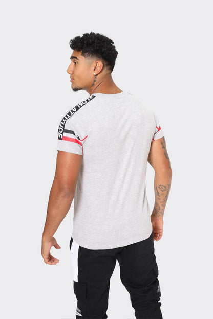 Men's LDN Attitude Graphic T-Shirts in Light Grey with Black and Red Stripes - London Attitude