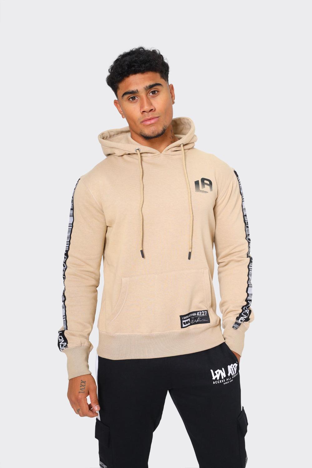Floral Graphic Print Hoodie with Taped Sleeve - London Attitude