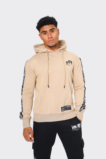 Floral Graphic Print Hoodie with Taped Sleeve - London Attitude