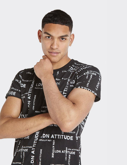 LDN Attitude All-Over Print Men's T-Shirt  in Black - London Attitude