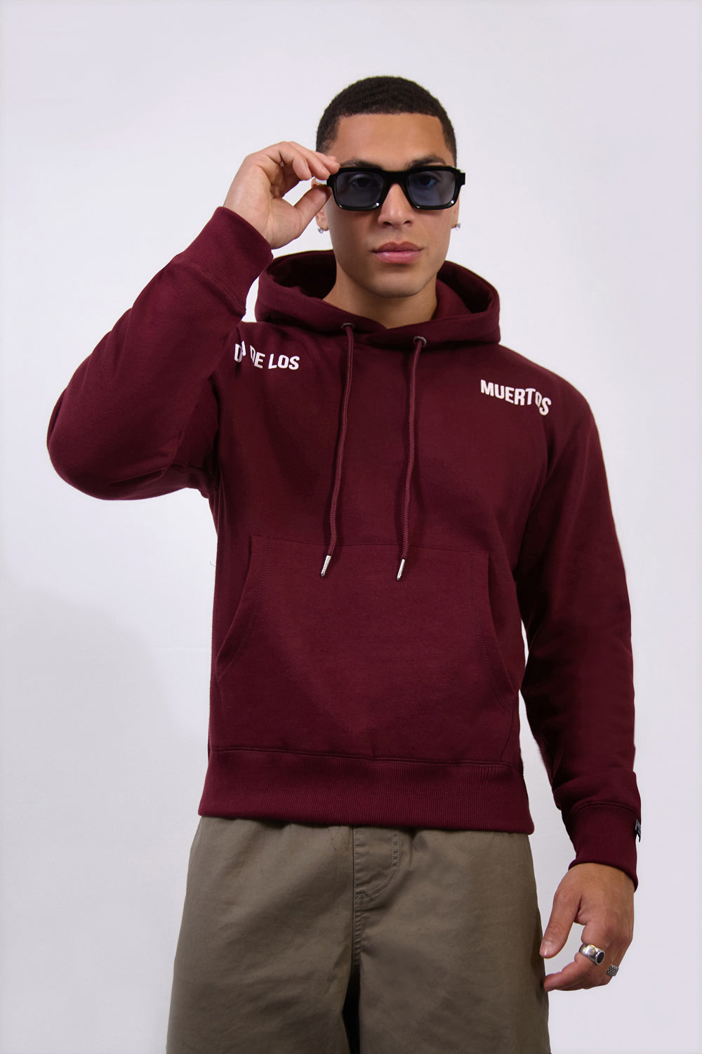 Burgundy Mexico City Dia De Los Muertos Skull Relax Fit Hoodie - London Attitude