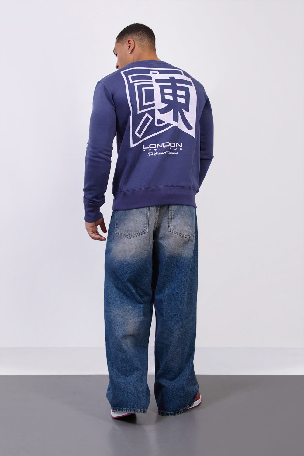 Blue Japanese-inspired Crewneck Sweatshirt–The Original Creators Edition - London Attitude